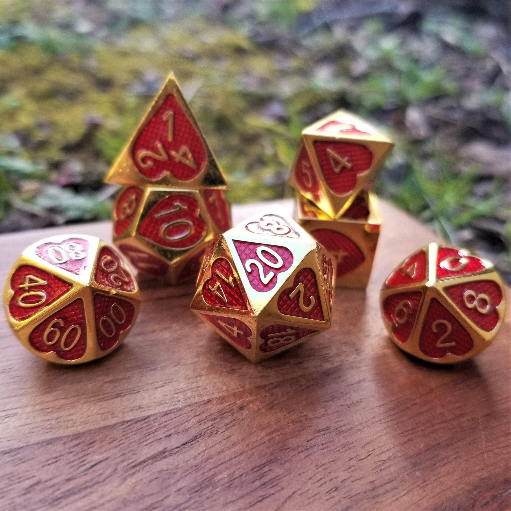 Lover's Heart Enamel Metal Dice Set - Misty Mountain Gaming - 4