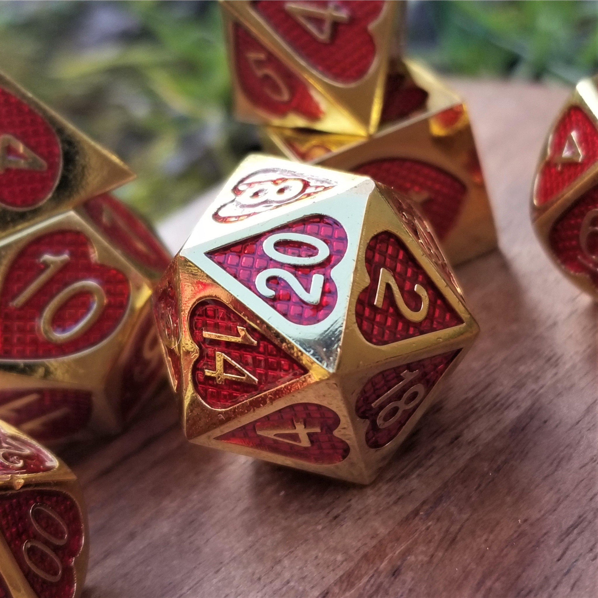 Lover's Heart Enamel Metal Dice Set - Misty Mountain Gaming - 5