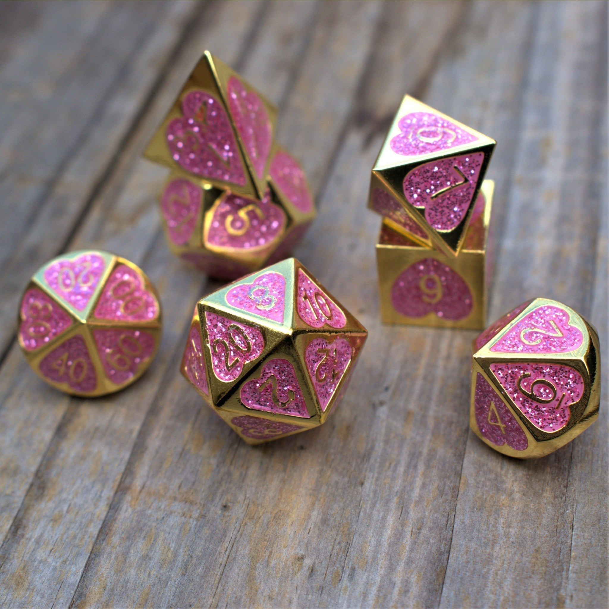 Maiden Lillian's Heart Metal Dice Set - Misty Mountain Gaming - 3