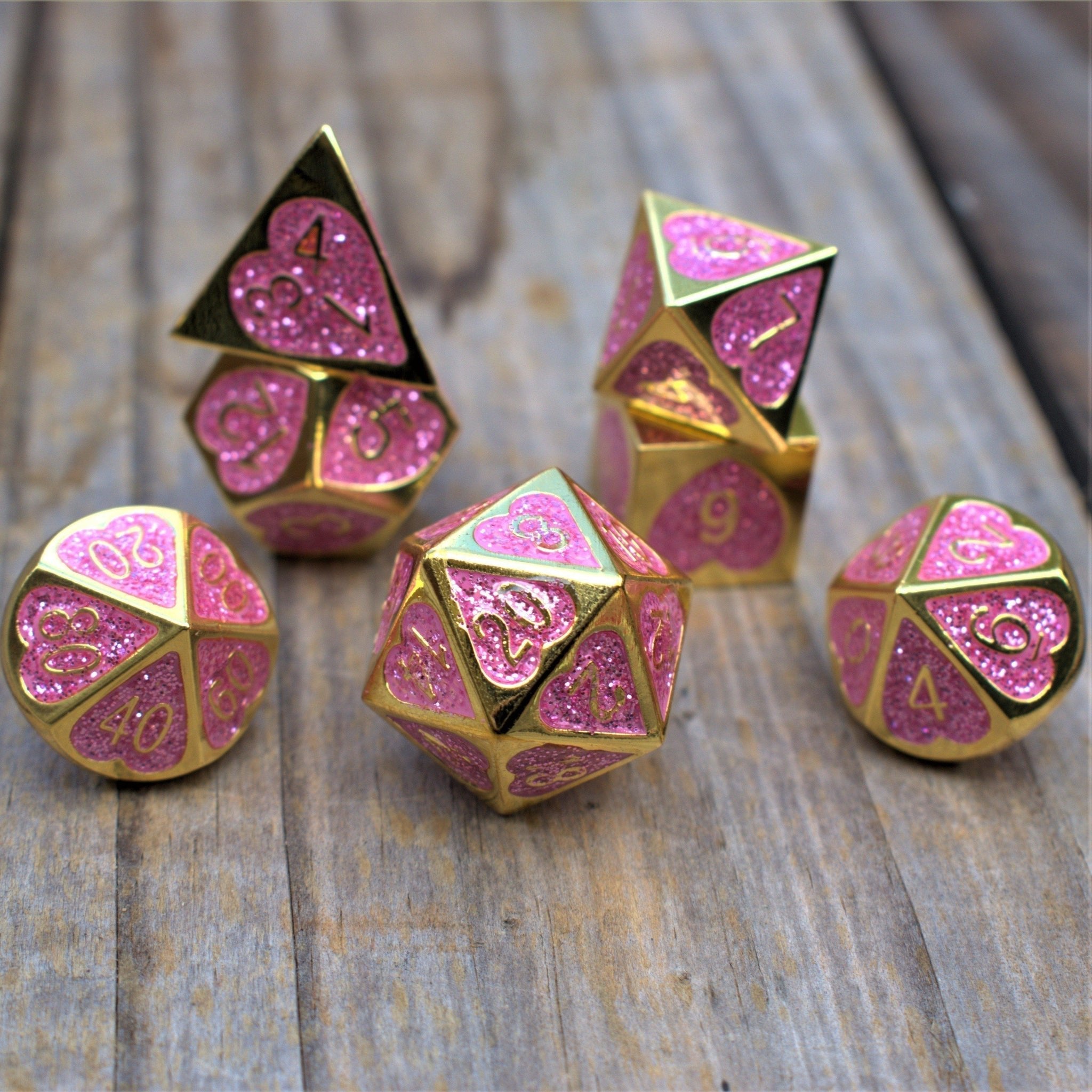 Maiden Lillian's Heart Metal Dice Set - Misty Mountain Gaming - 1