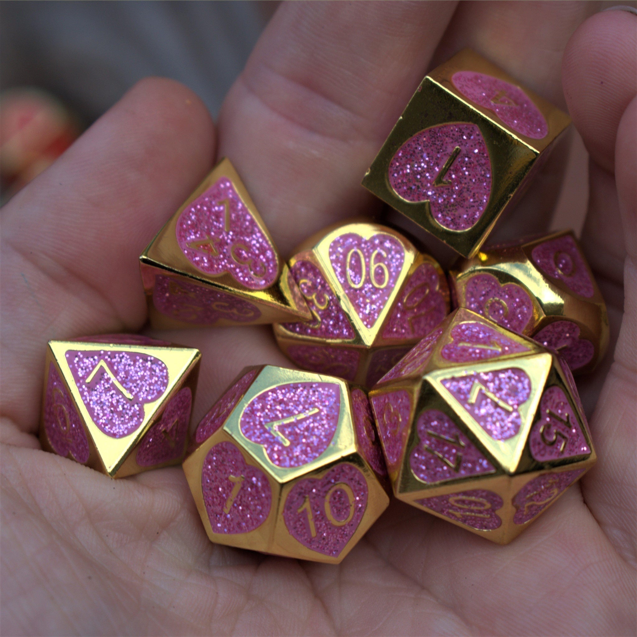 Maiden Lillian's Heart Metal Dice Set - Misty Mountain Gaming - 4