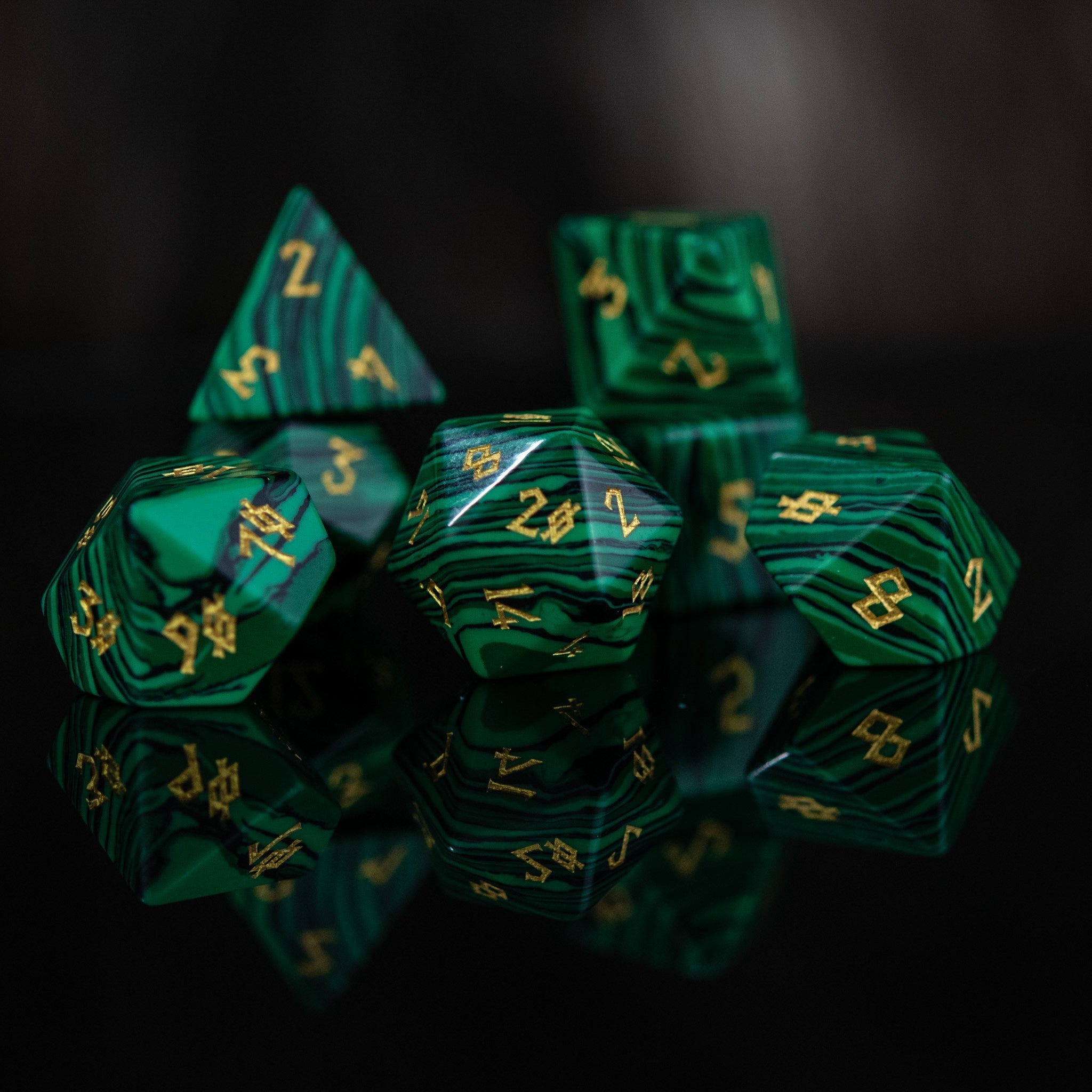 Malachite Stone Dice Set - Misty Mountain Gaming - 1