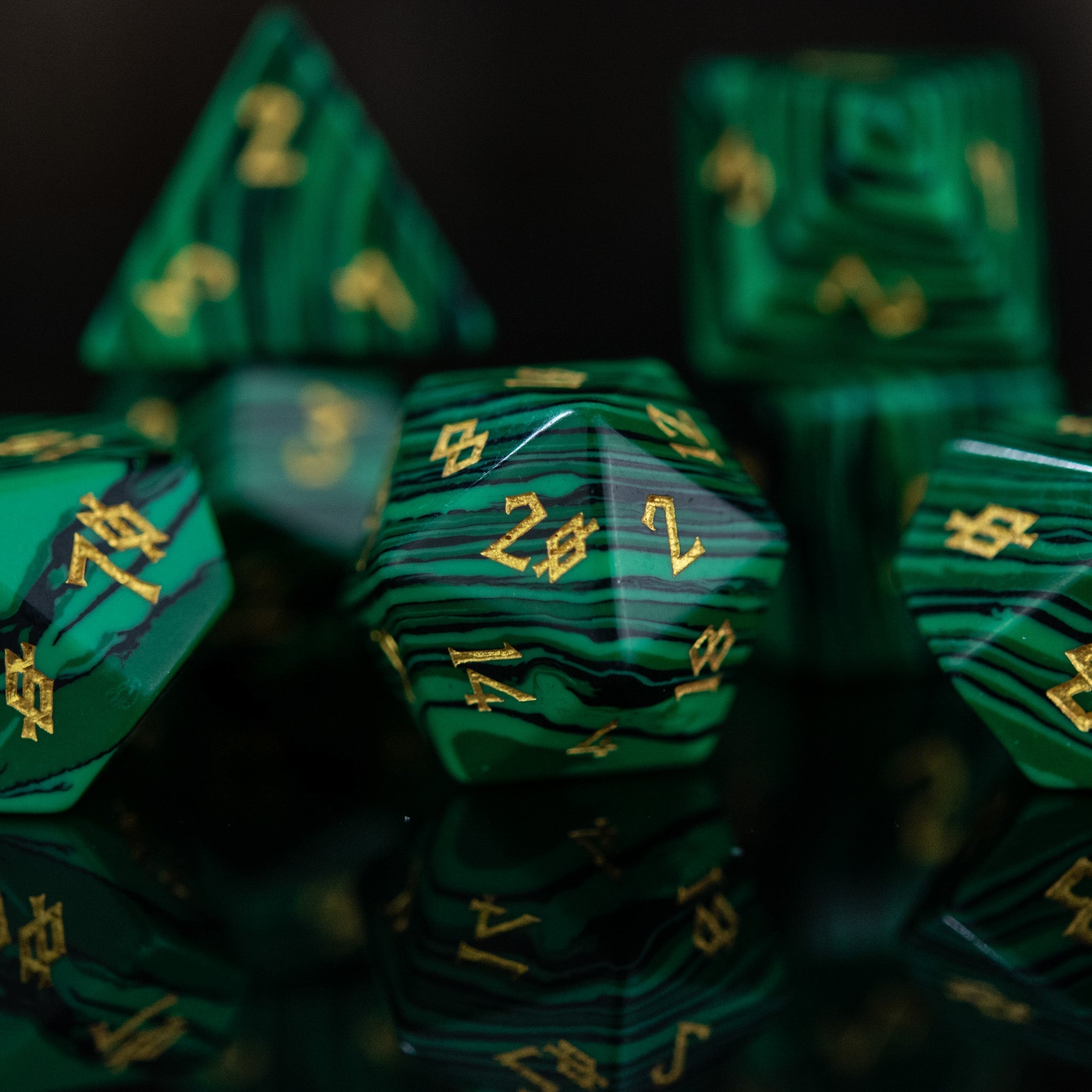 Malachite Stone Dice Set - Misty Mountain Gaming - 2