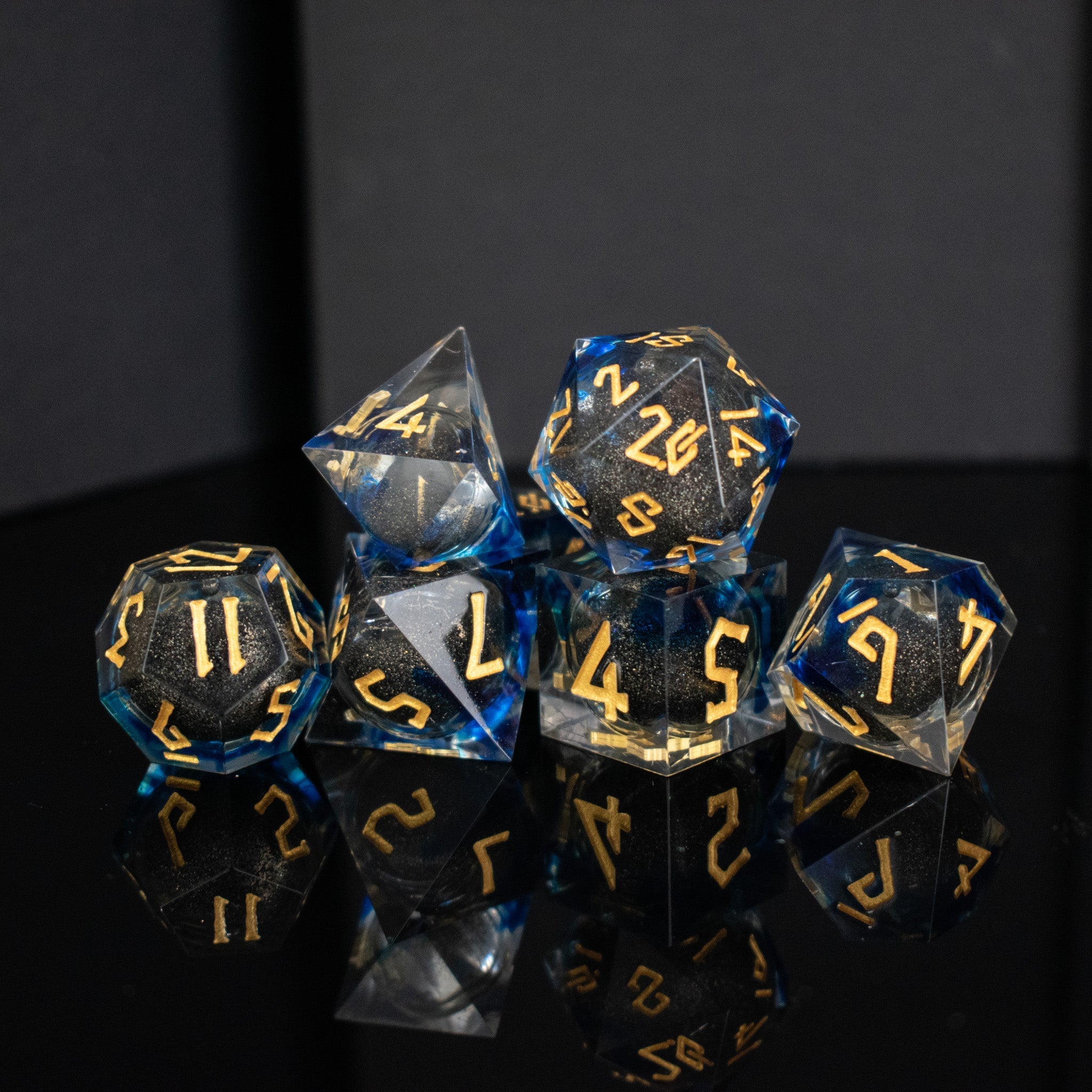 Midnight Sky Liquid Core Dice Set - Misty Mountain Gaming - 1