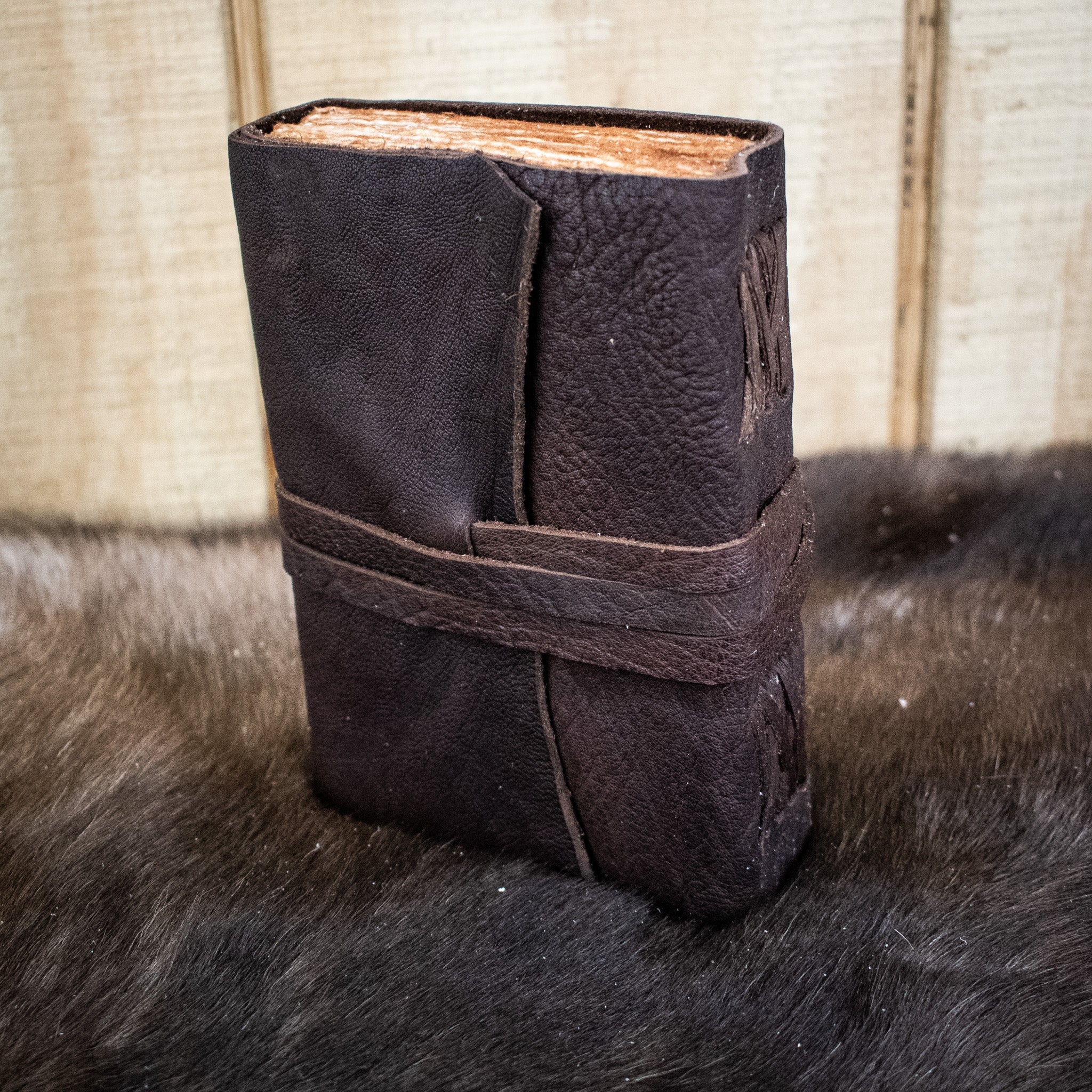 Natural Edge Buffalo (Wrapped) Leather Journal - Misty Mountain Gaming - 4