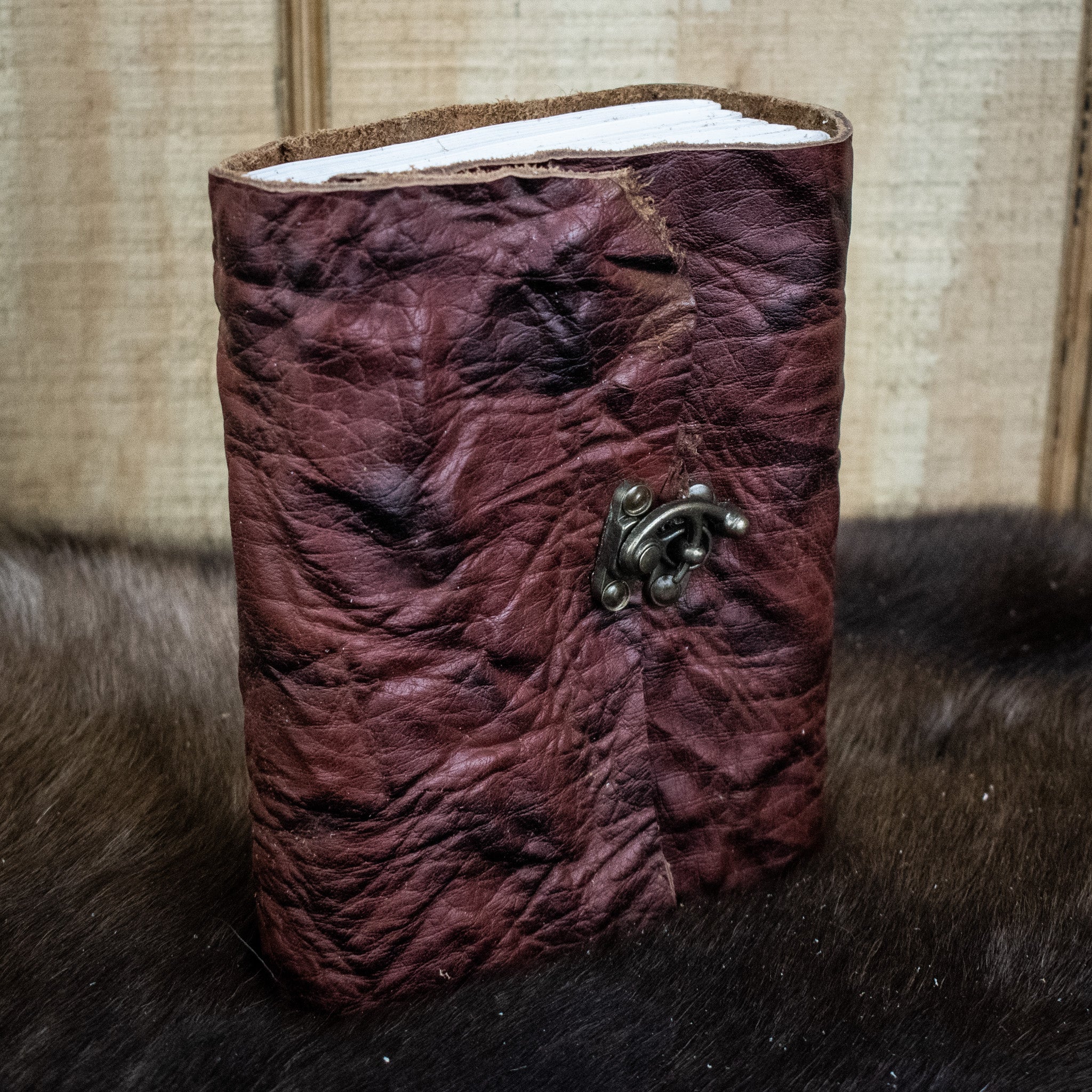 Natural Edge Crunched Cowhide Leather Journal - Misty Mountain Gaming - 6