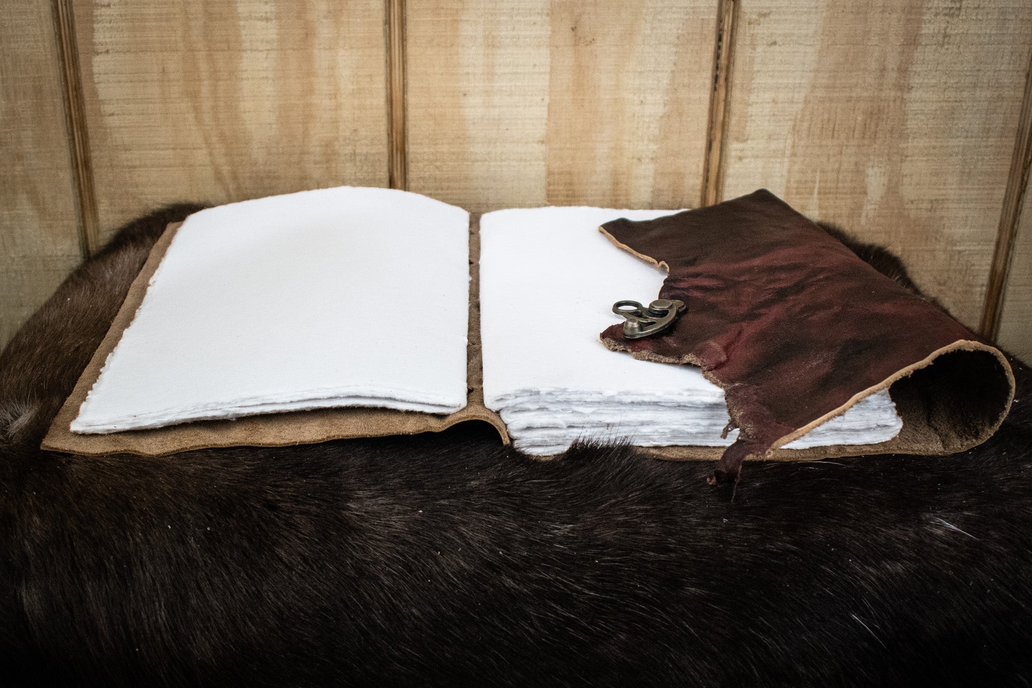 Natural Edge Crunched Cowhide Leather Journal - Misty Mountain Gaming - 4