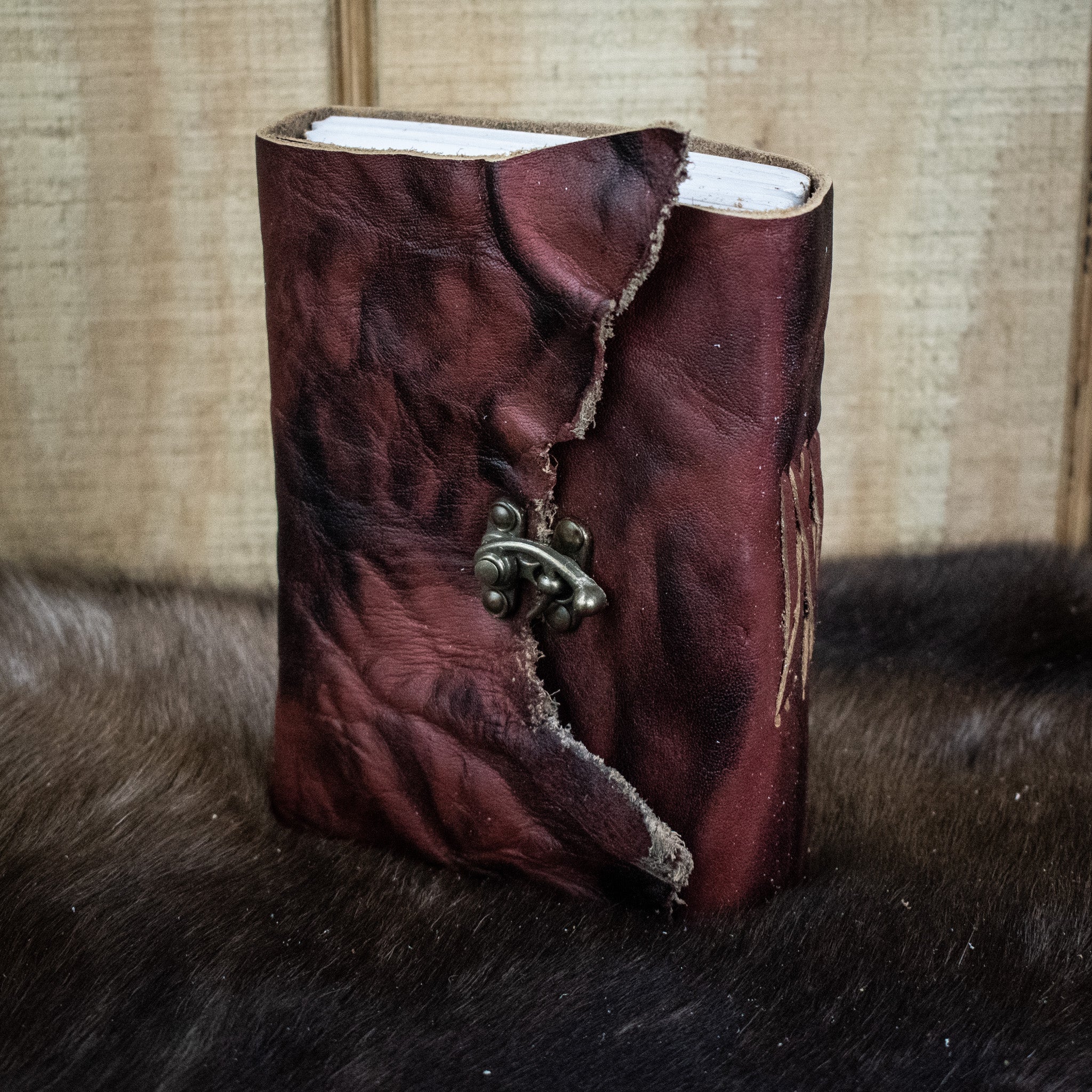 Natural Edge Crunched Cowhide Leather Journal - Misty Mountain Gaming - 1