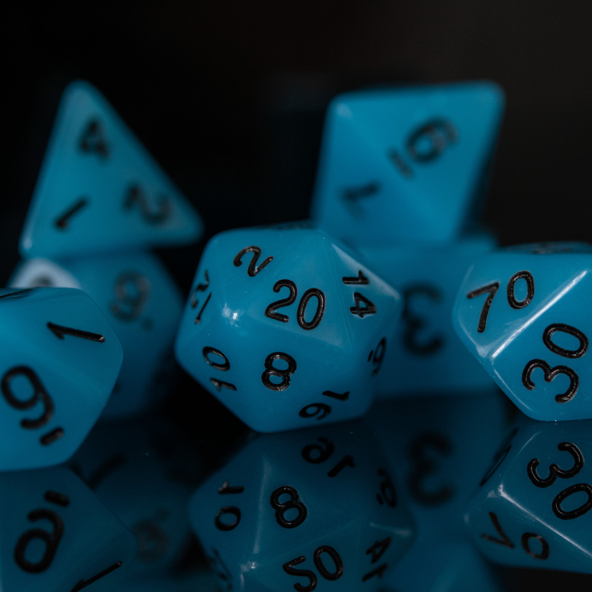 Neon Blue Acrylic Dice Set - Misty Mountain Gaming - 2