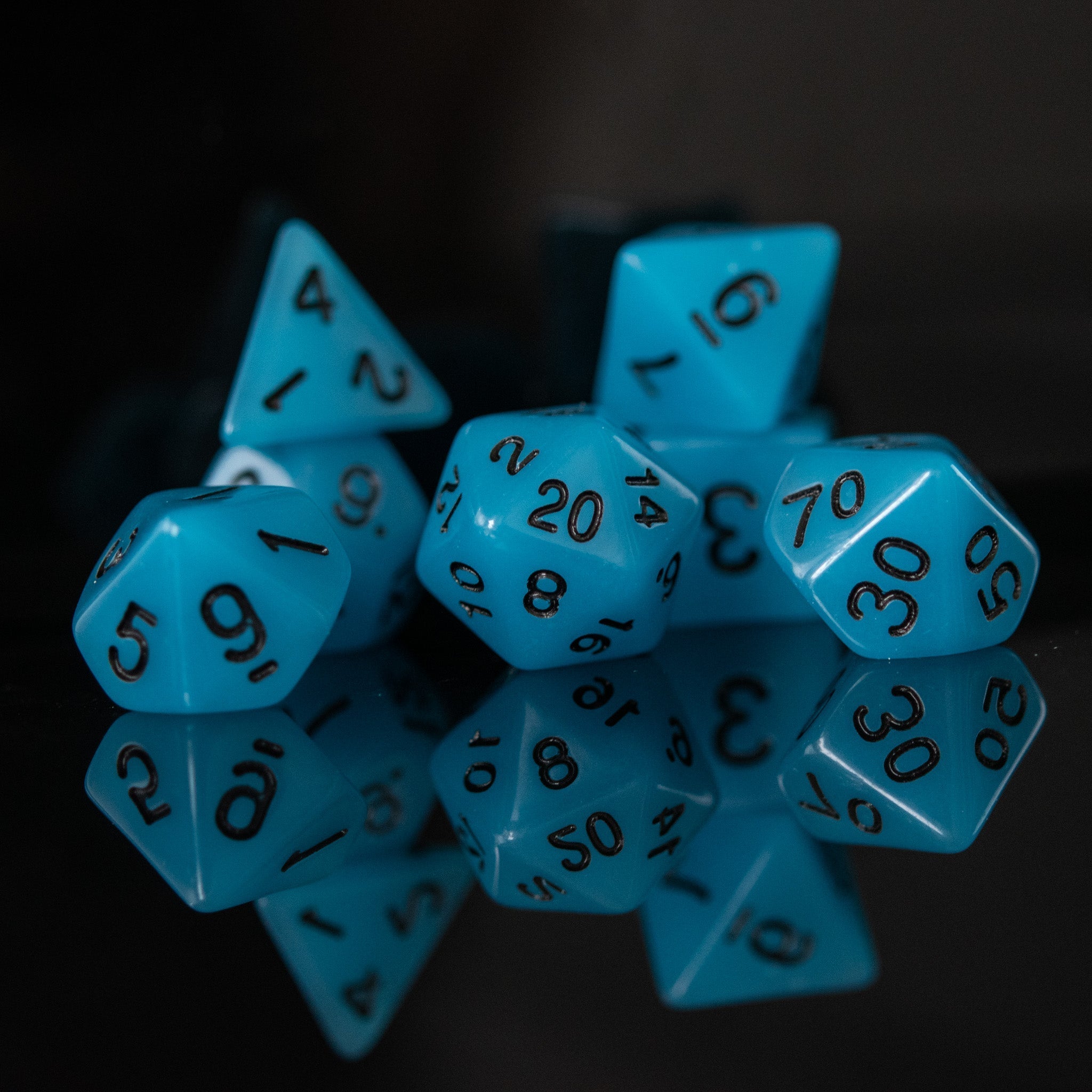 Neon Blue Acrylic Dice Set - Misty Mountain Gaming - 1