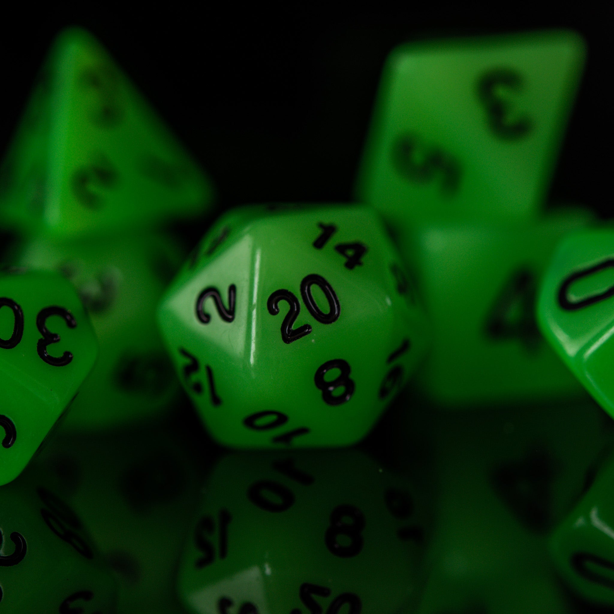 Neon Green Acrylic Dice Set - Misty Mountain Gaming - 2