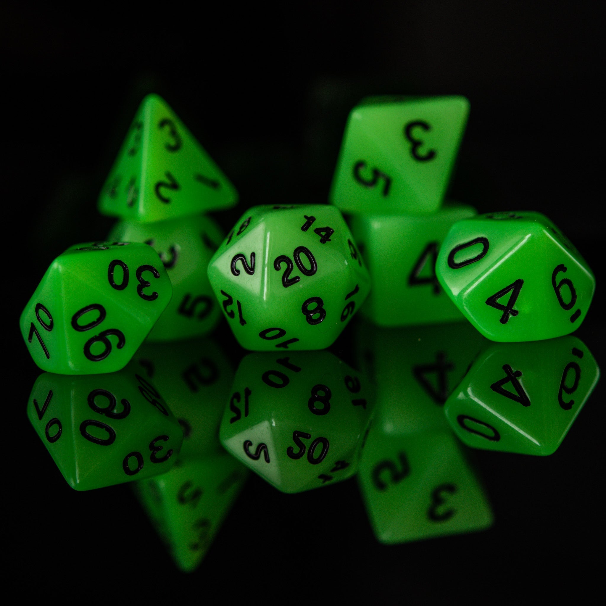 Neon Green Acrylic Dice Set - Misty Mountain Gaming - 1