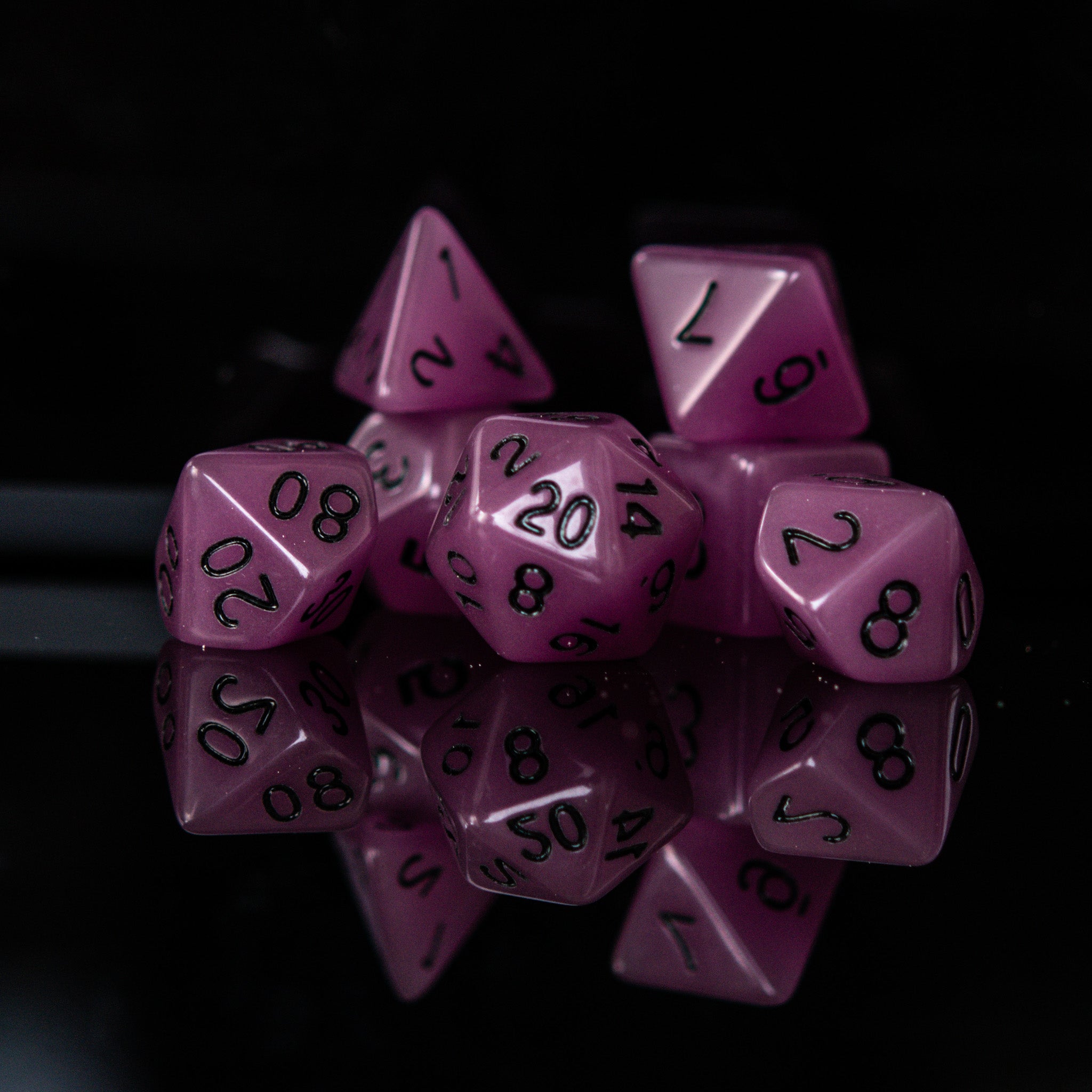 Neon Purple Acrylic Dice Set - Misty Mountain Gaming - 3