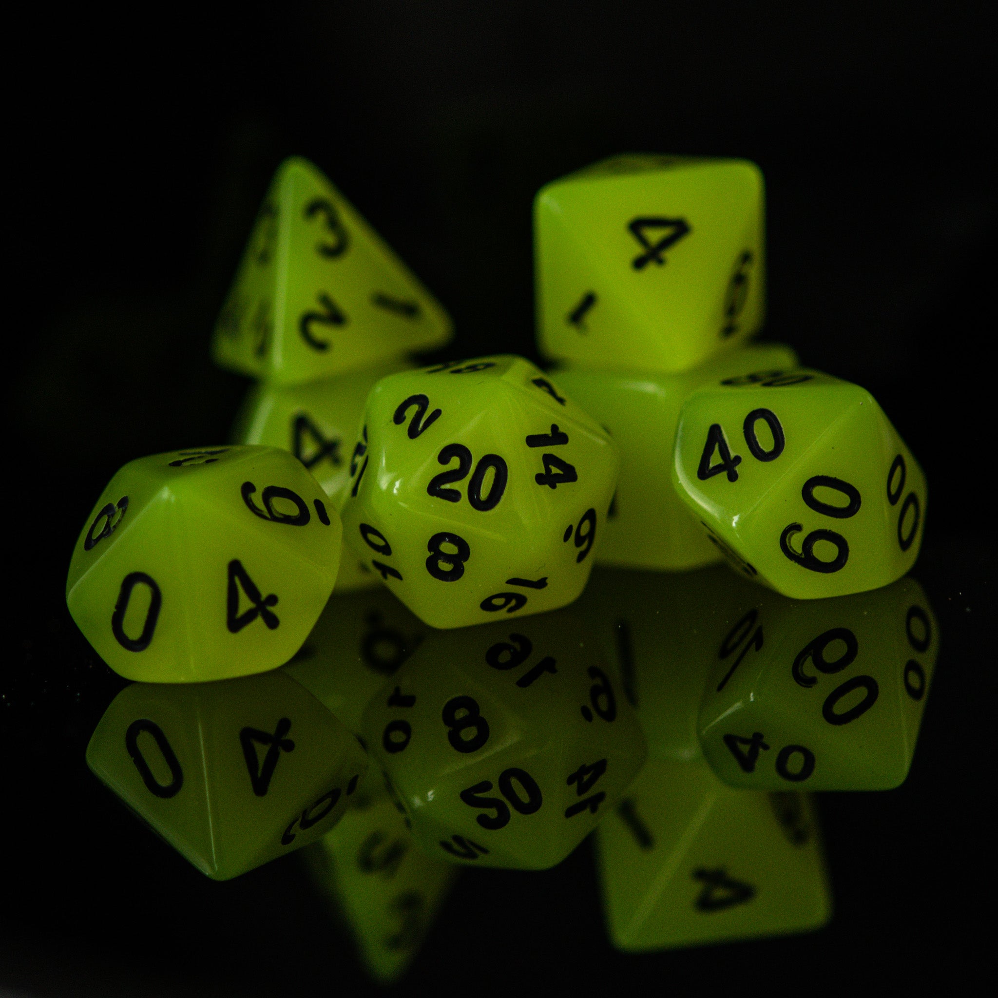 Neon Yellow Acrylic Dice Set - Misty Mountain Gaming - 1