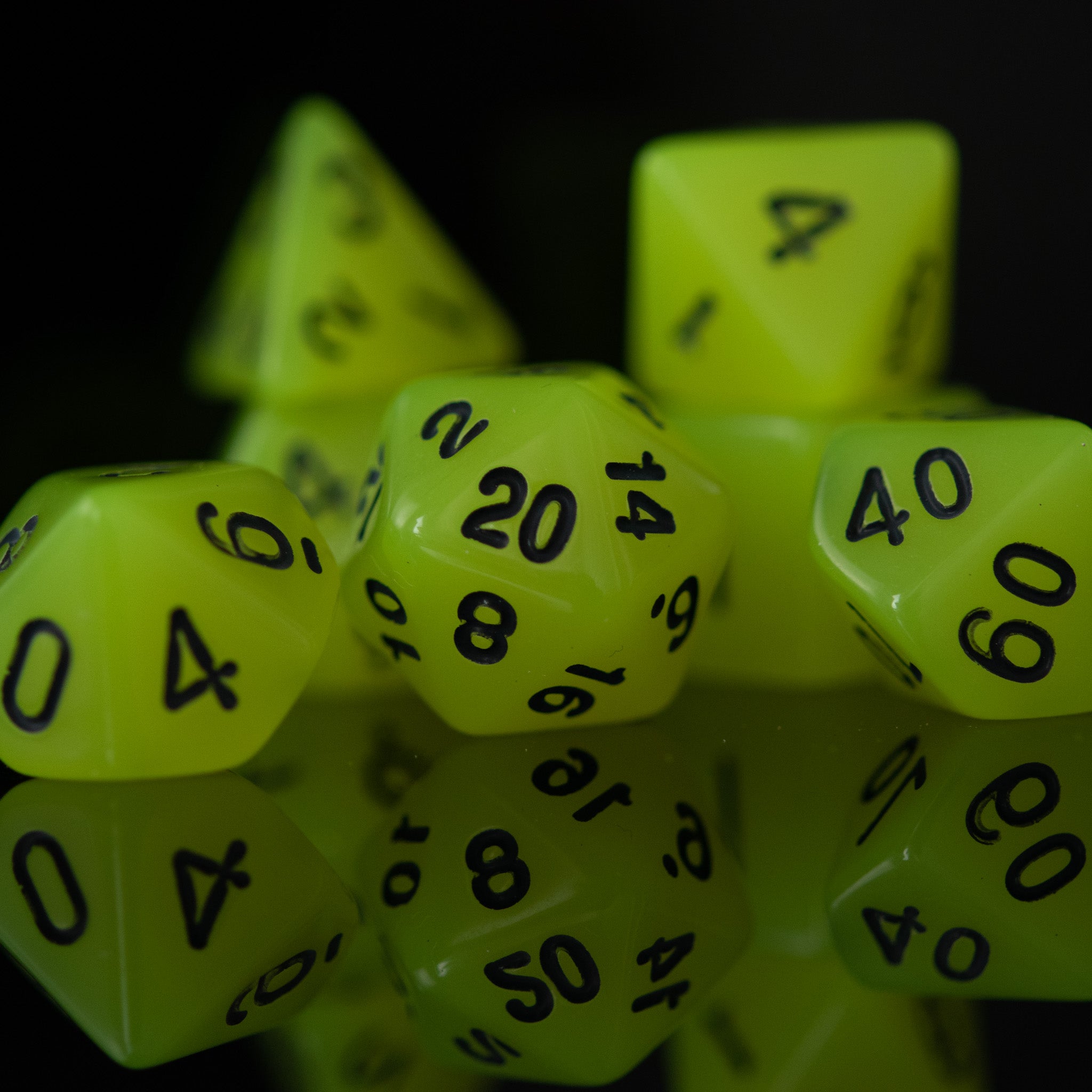 Neon Yellow Acrylic Dice Set - Misty Mountain Gaming - 2