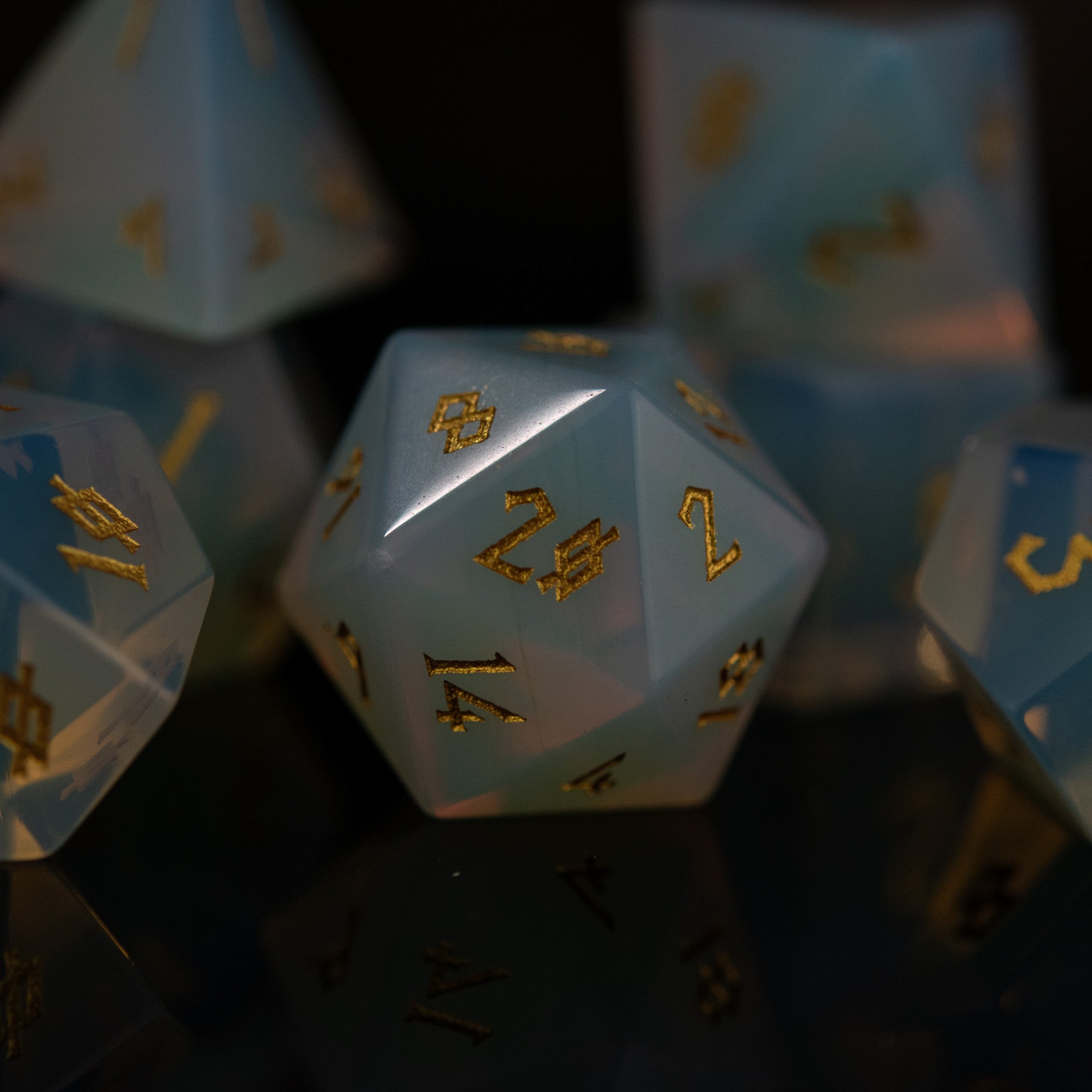 Opalite Stone Dice Set - Misty Mountain Gaming - 3