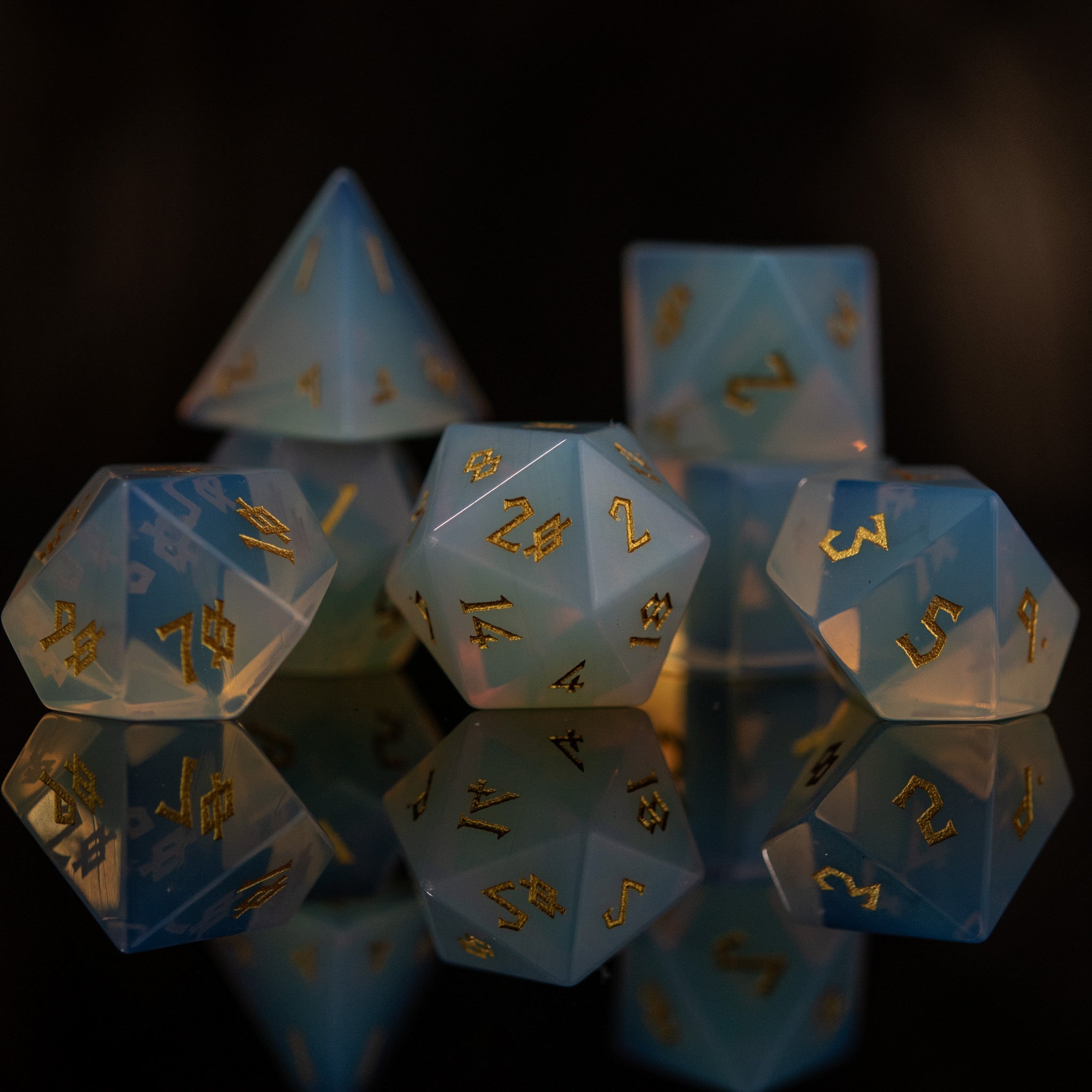 Opalite Stone Dice Set - Misty Mountain Gaming - 2