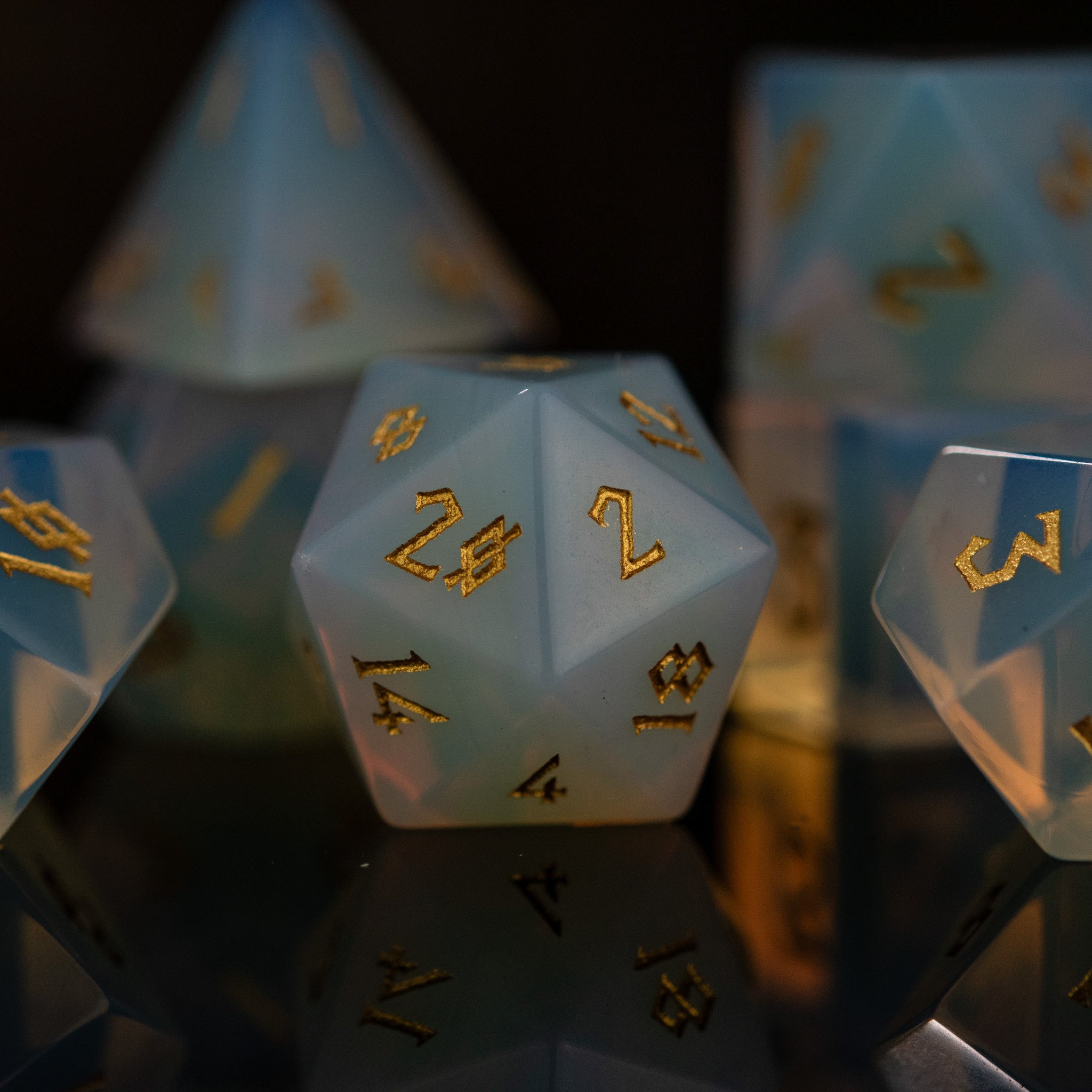 Opalite Stone Dice Set - Misty Mountain Gaming - 5