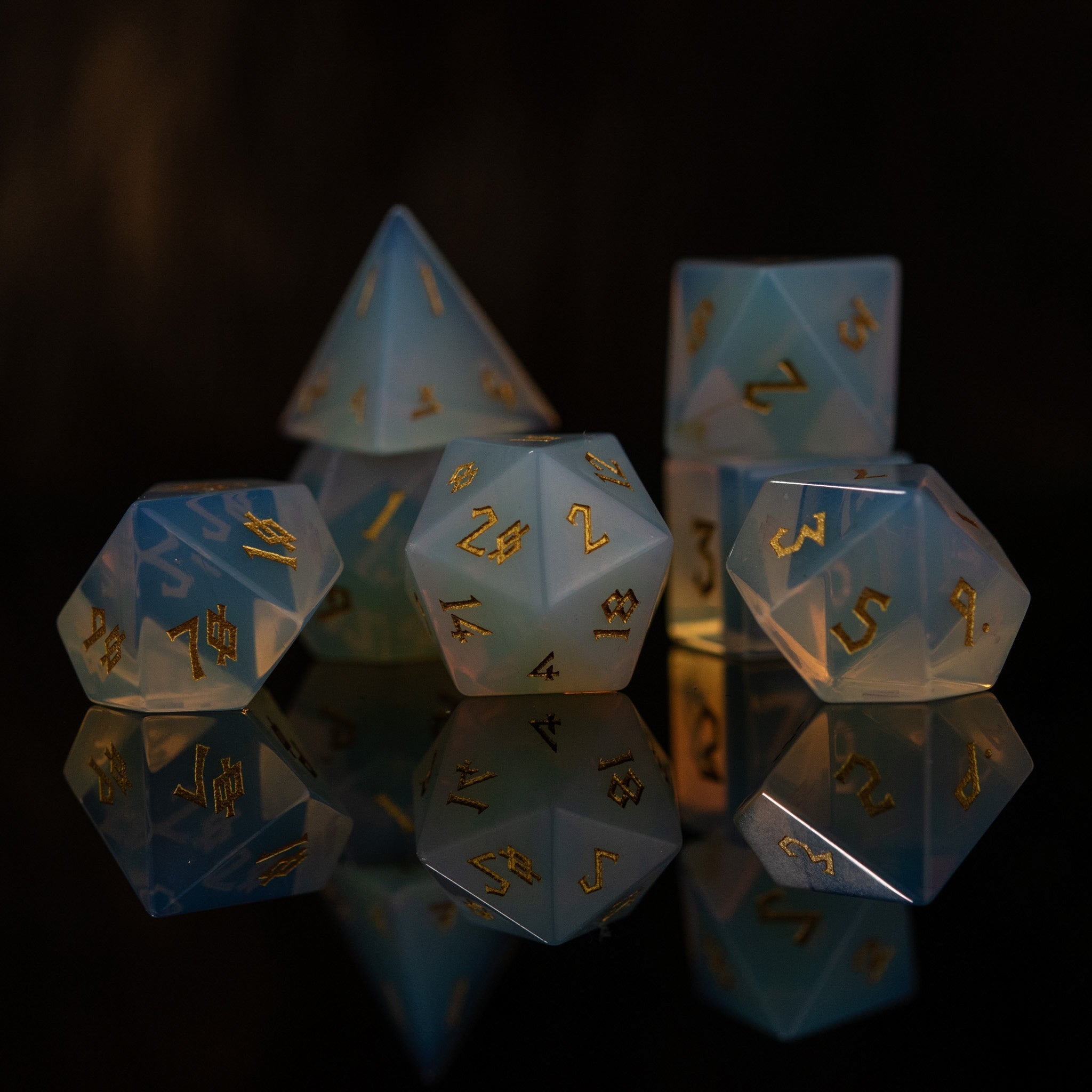 Opalite Stone Dice Set - Misty Mountain Gaming - 6