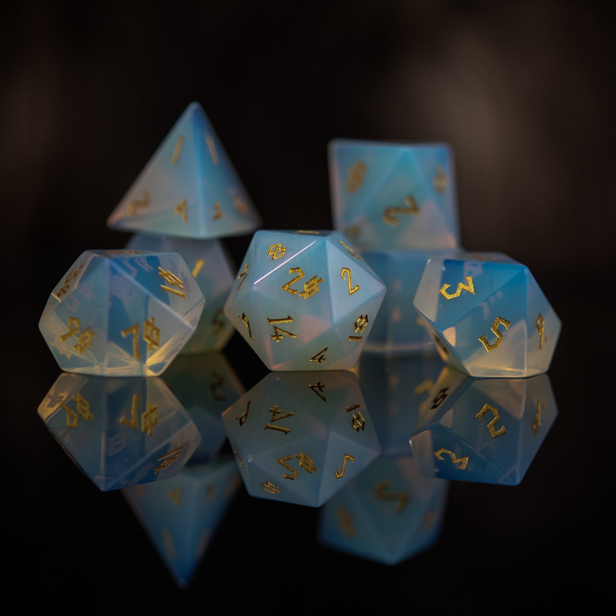 Opalite Stone Dice Set - Misty Mountain Gaming - 1