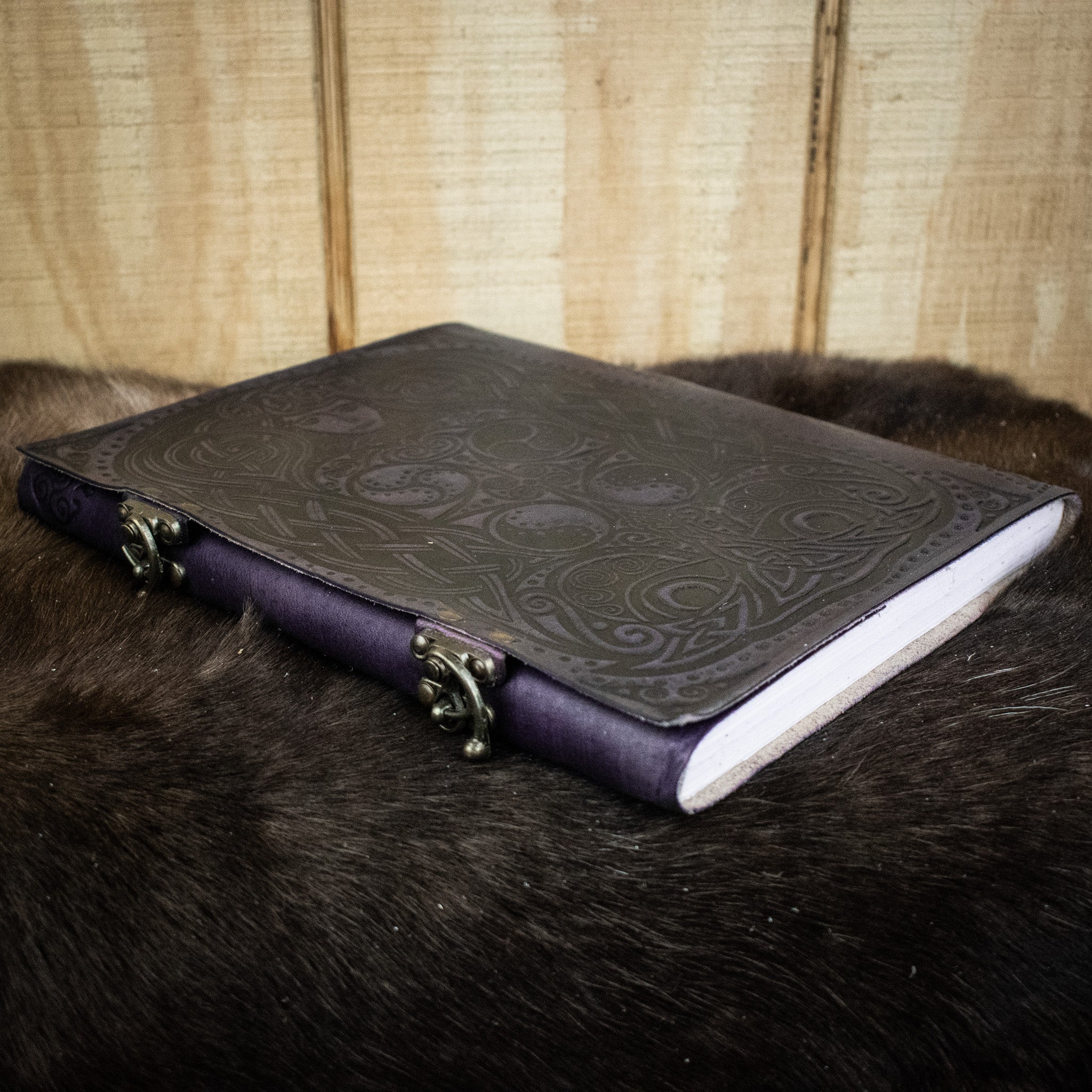 "Owl - Lady of the Forest" Purple Leather Sketchbook - Misty Mountain Gaming - 3