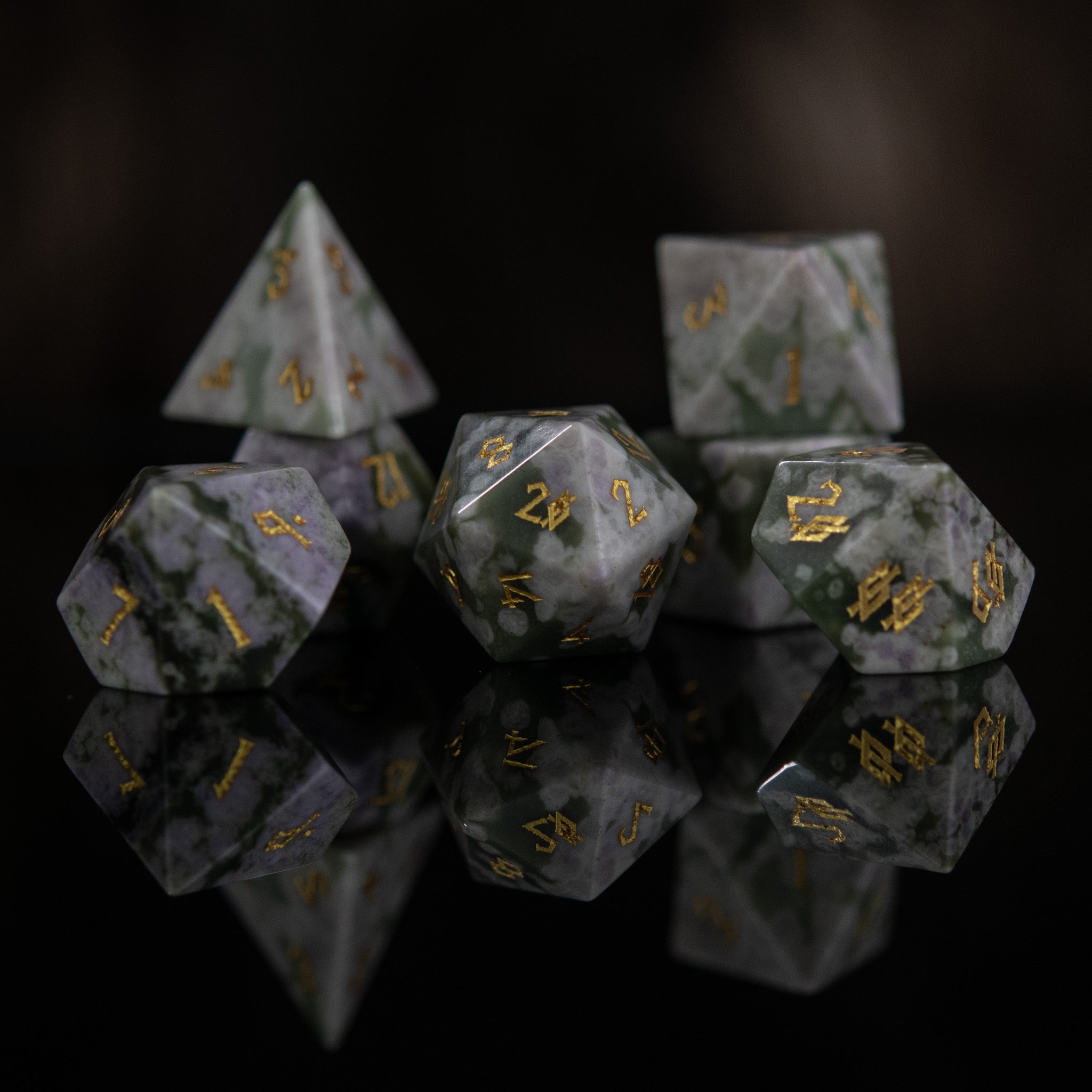 Peace Jade Stone Dice Set - Misty Mountain Gaming - 1