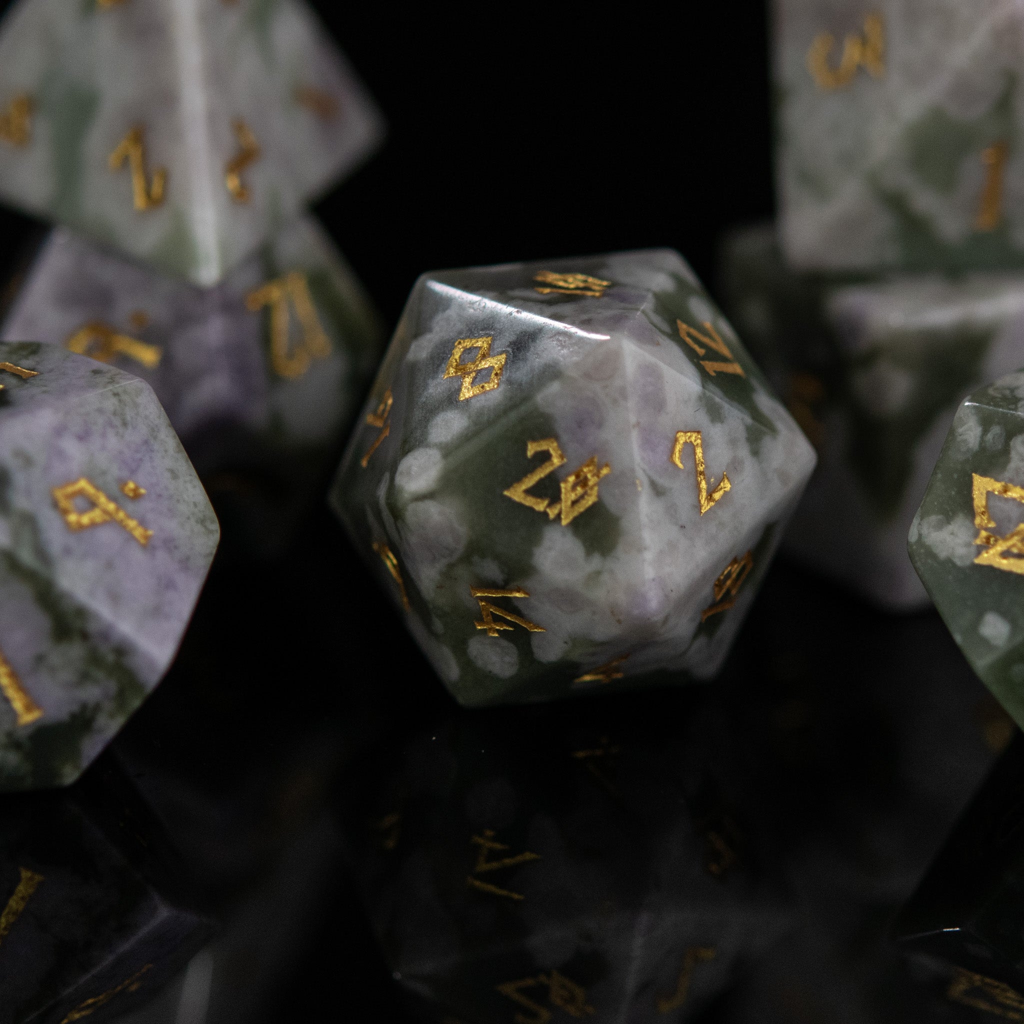 Peace Jade Stone Dice Set - Misty Mountain Gaming - 5