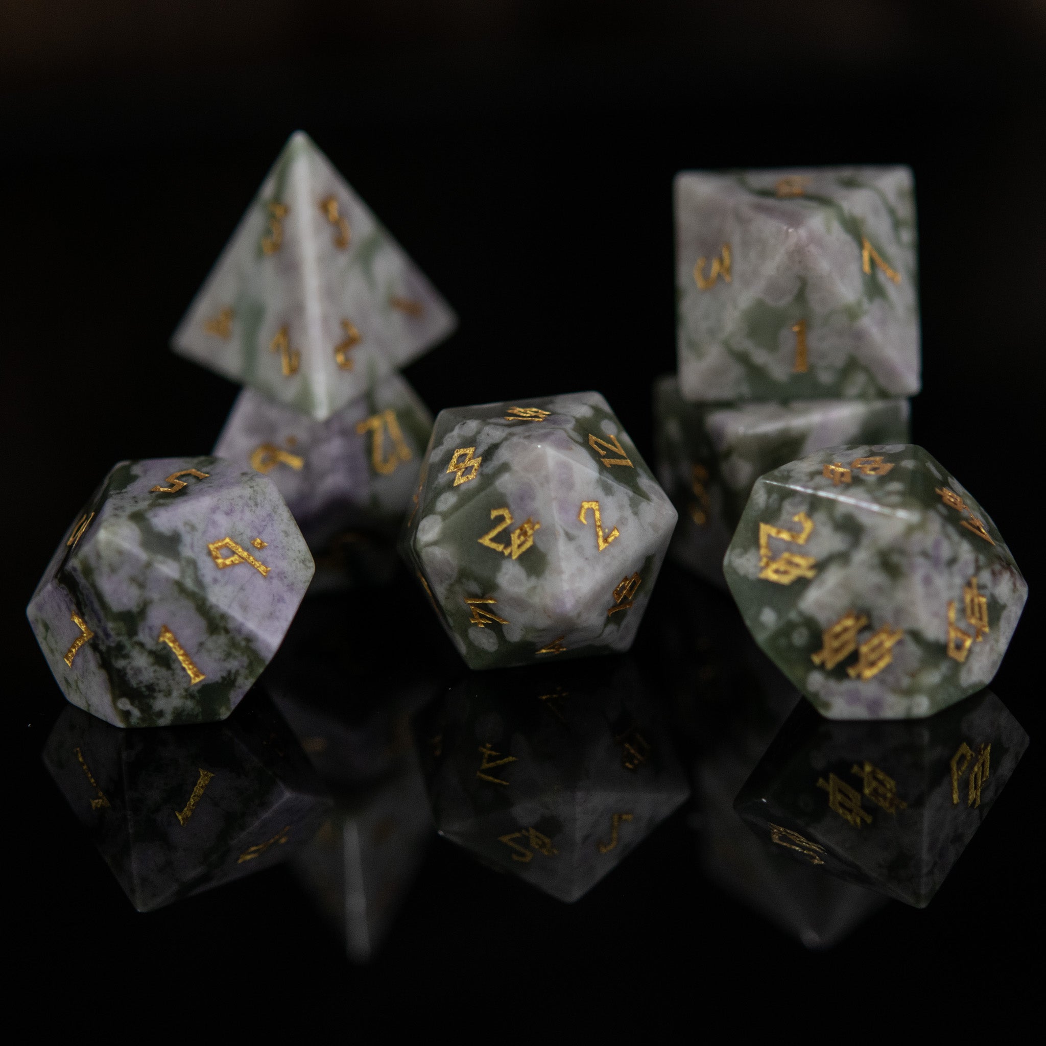 Peace Jade Stone Dice Set - Misty Mountain Gaming - 3