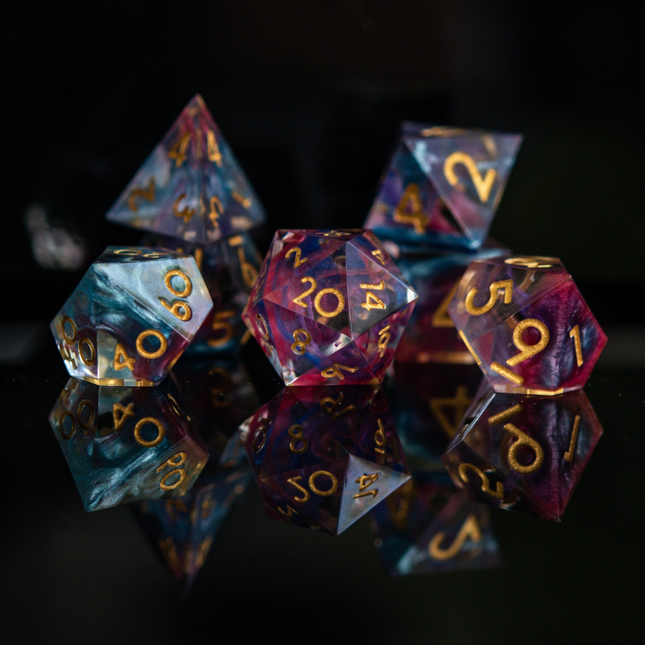 Plasma Gold Sharp - Edged Resin Dice Set - Misty Mountain Gaming - 1