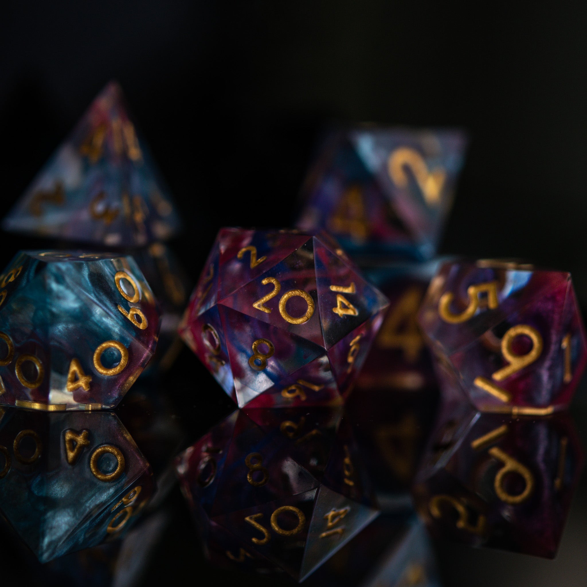 Plasma Gold Sharp - Edged Resin Dice Set - Misty Mountain Gaming - 2