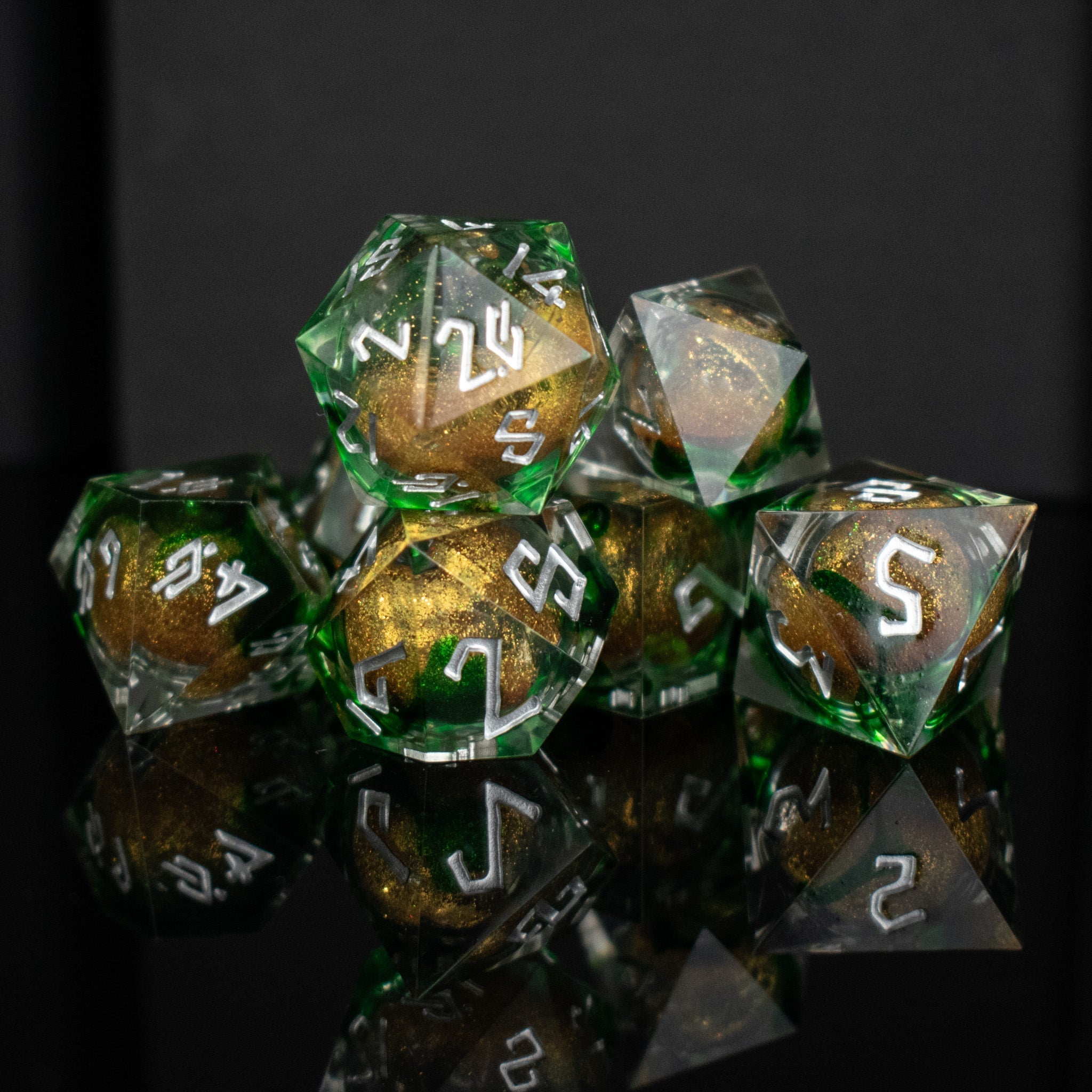 Pot O' Gold Liquid Core Dice Set - Misty Mountain Gaming - 2