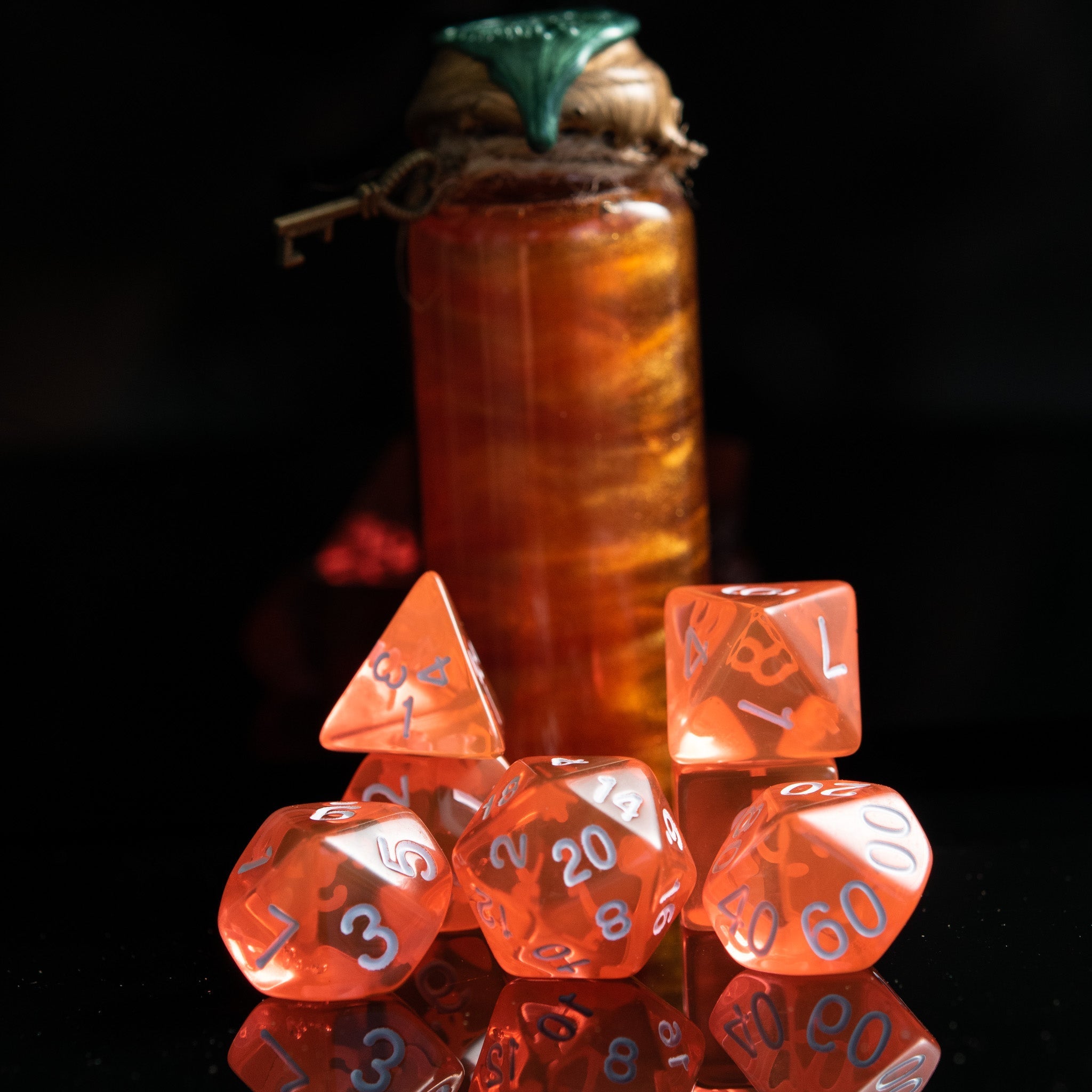 Potion of Fire Breath Acrylic Dice Set - Misty Mountain Gaming - 3