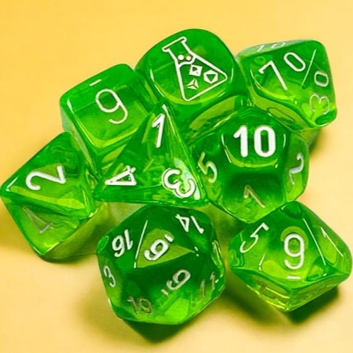 Chessex Translucent Polyhedral Rad Green/white 7-Dice Set (with bonus die)