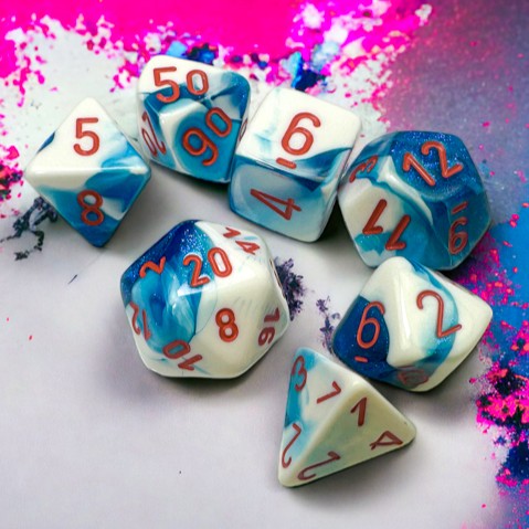Chessex Gemini® Astral Blue-White/Red 7-Dice Set