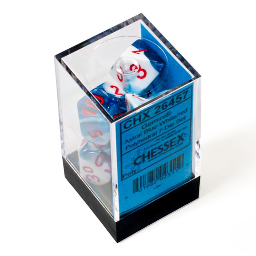 Chessex Gemini® Astral Blue-White/Red 7-Dice Set