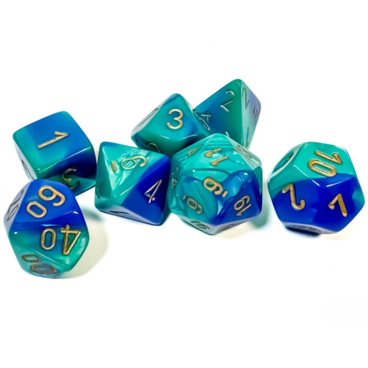 Chessex Gemini® Blue-Teal/Gold 7-Dice Set