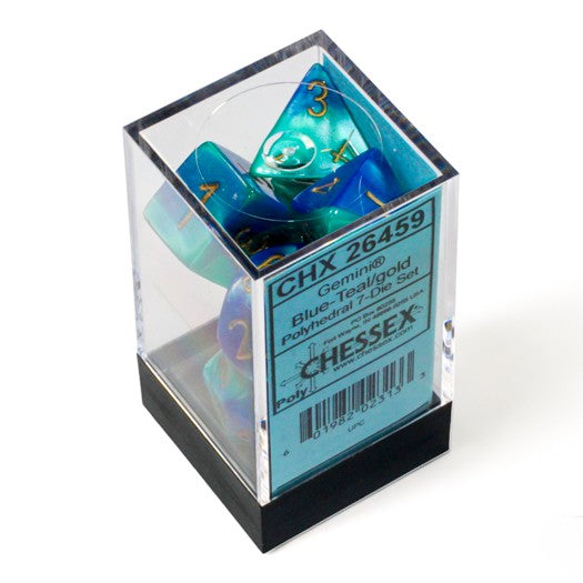 Chessex Gemini® Blue-Teal/Gold 7-Dice Set