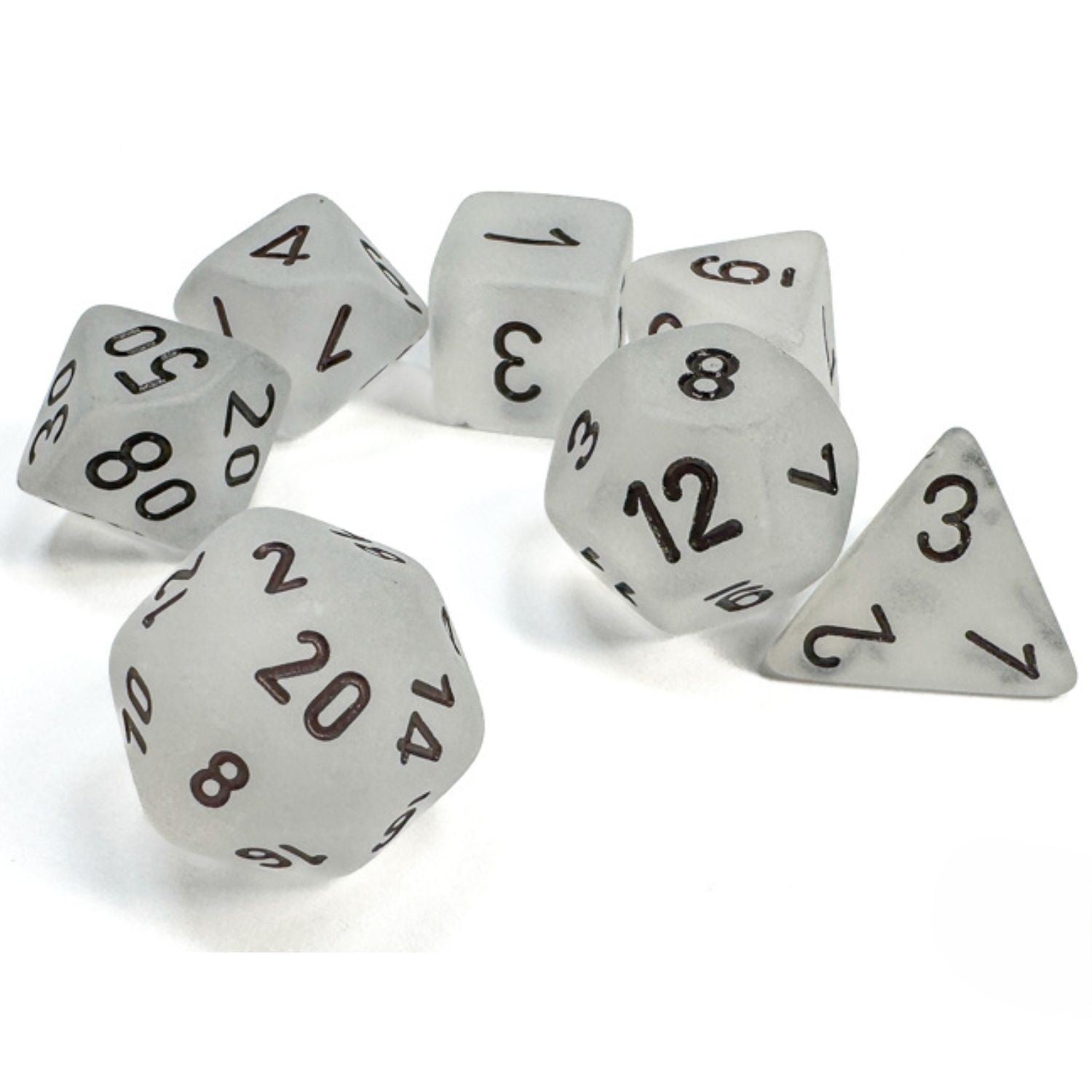 Chessex Frosted® Clear/Black 7-Dice Set