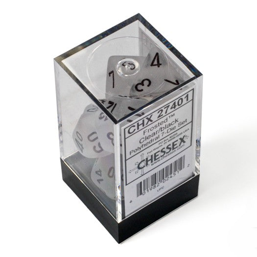 Chessex Frosted® Clear/Black 7-Dice Set
