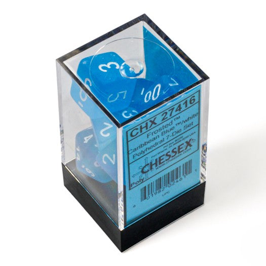 Chessex Frosted® Caribbean Blue™/White 7-Dice Set