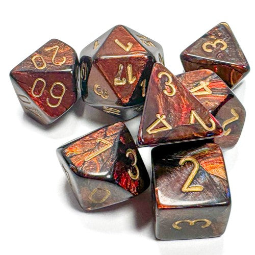 Chessex Scarab® Blue Blood™/Gold 7-Dice Set