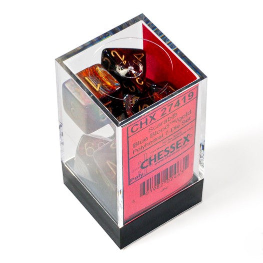 Chessex Scarab® Blue Blood™/Gold 7-Dice Set