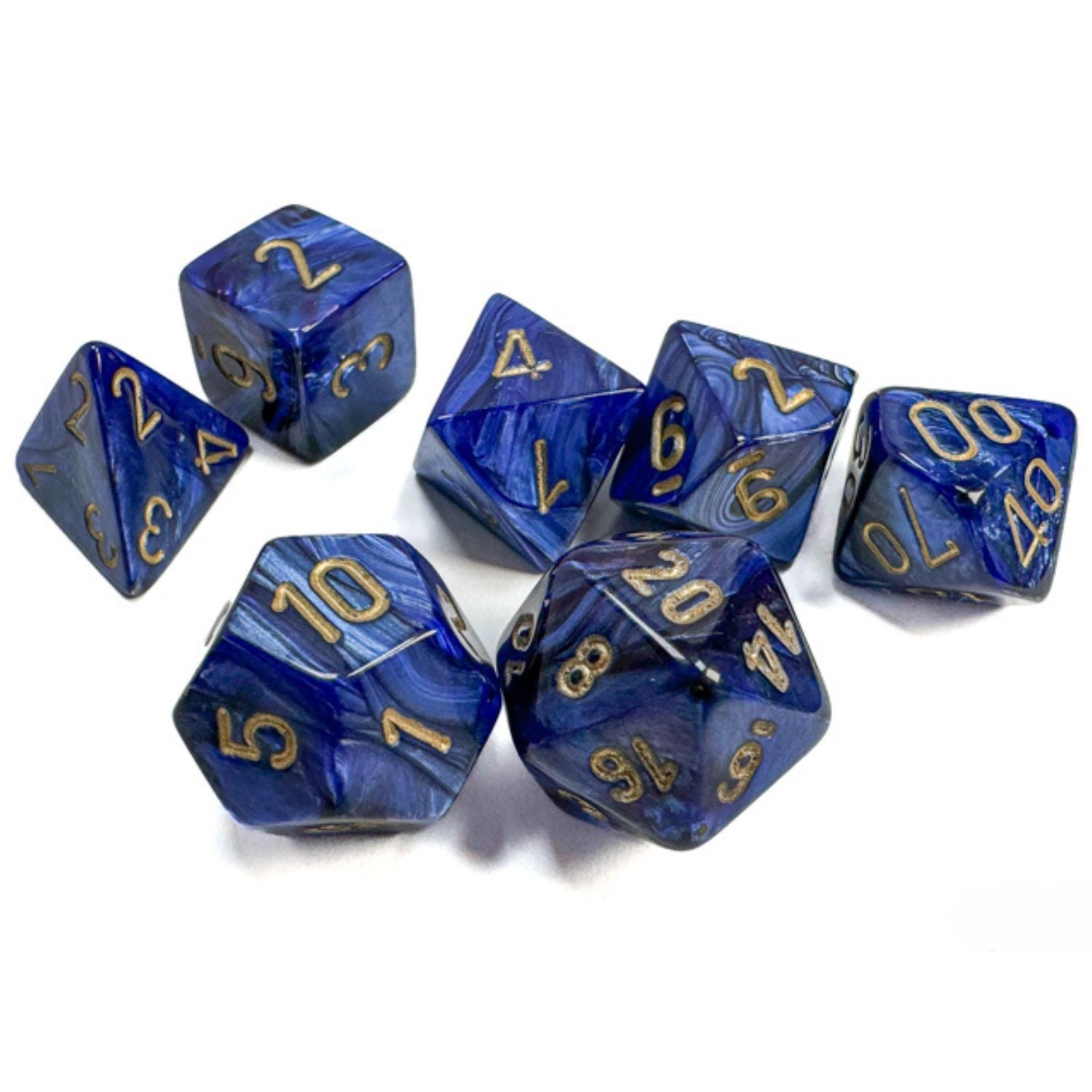 Chessex Scarab® Royal Blue/Gold 7-Dice Set