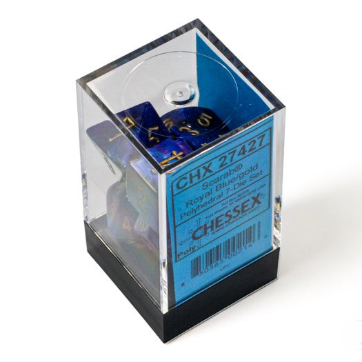 Chessex Scarab® Royal Blue/Gold 7-Dice Set