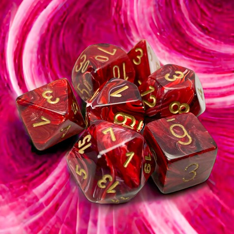 Chessex Vortex® Burgundy/Gold 7-Dice Set