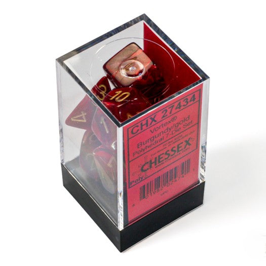 Chessex Vortex® Burgundy/Gold 7-Dice Set
