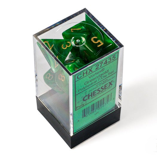 Chessex Vortex® Green/Gold 7-Dice Set