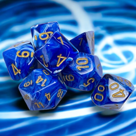 Chessex Vortex® Blue/Gold 7-Dice Set