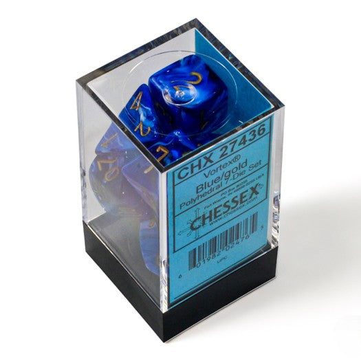 Chessex Vortex® Blue/Gold 7-Dice Set