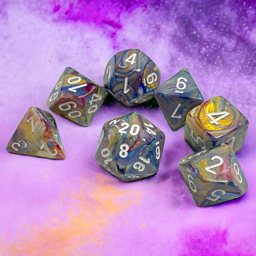 Chessex Festive® Carousel™/White 7-Dice Set